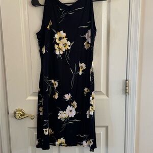White House Black Market Black Floral Midi Dress